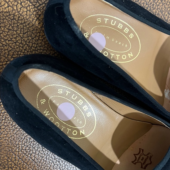 Stubbs & Wootton Black Velvet Loafers Slipper Red U & Silver Screw Embroidery! - Picture 7 of 13